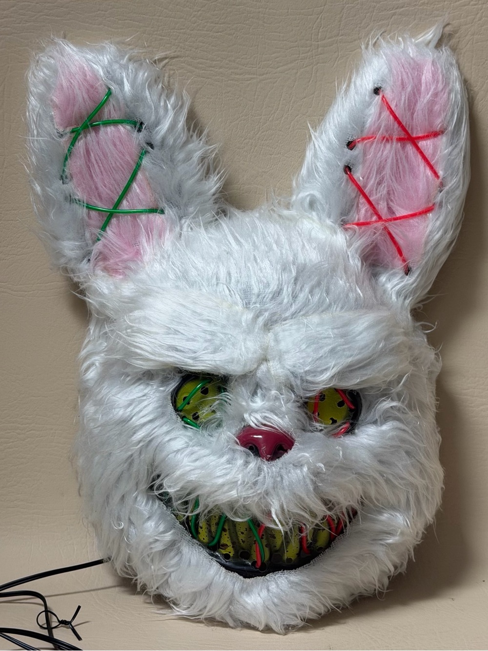 Halloween LED Bunny Animal Face Mask with 4 Light Modes, Battery Powered Costume - Picture 6 of 7